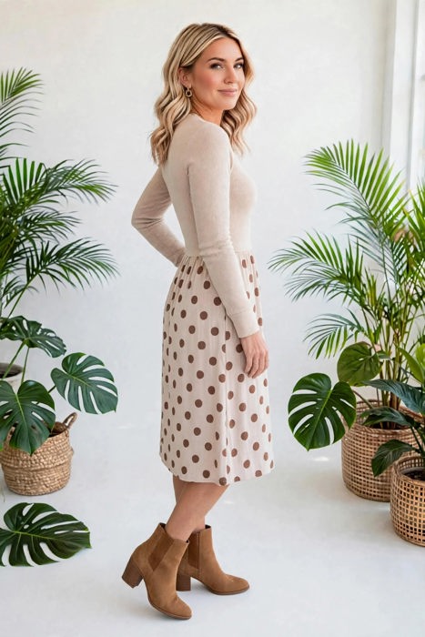 Dainty Dot Elegance Midi Dress | S-XL