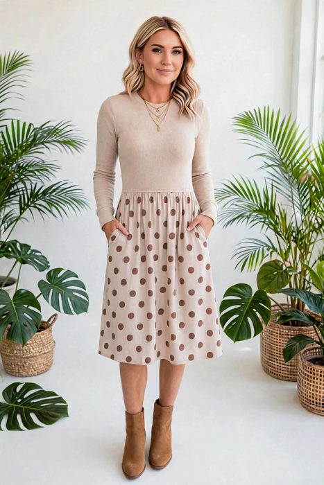 Dainty Dot Elegance Midi Dress | S-XL