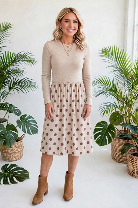 Dainty Dot Elegance Midi Dress | S-XL