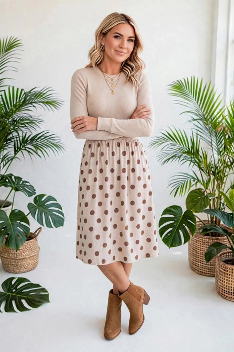 Dainty Dot Elegance Midi Dress | S-XL