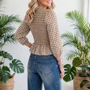  Sweetheart Shirred Plaid Peplum Top | S-XL