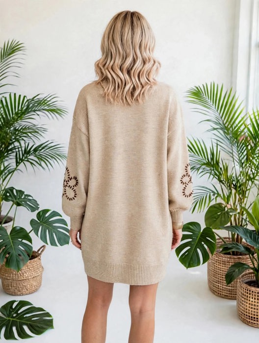 Floravelle Puff Sleeve Knit Sweater Dress | S-XL