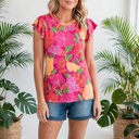  Paradise Floral Ruffle Sleeve Top | S-3X