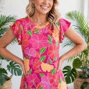  Paradise Floral Ruffle Sleeve Top | S-3X