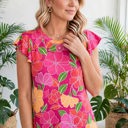  Paradise Floral Ruffle Sleeve Top | S-3X