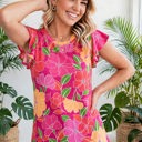  Paradise Floral Ruffle Sleeve Top | S-3X