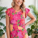  Paradise Floral Ruffle Sleeve Top | S-3X