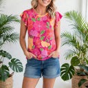  Paradise Floral Ruffle Sleeve Top | S-3X