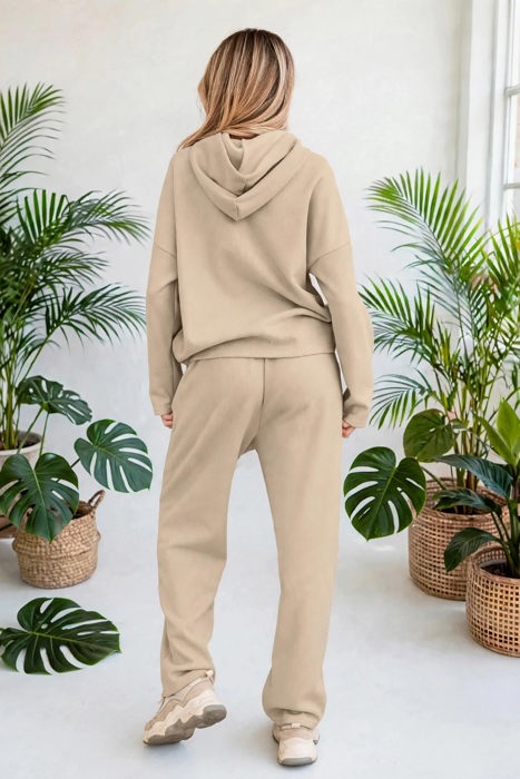 Lace & Luxe Drawstring Pullover Hoodies Corduroy Set | S-XL