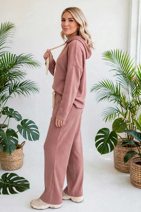 Lace & Luxe Drawstring Pullover Hoodies Corduroy Set | S-XL