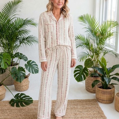 Rosy Reverie Button-Up Pajama Set | S-XL