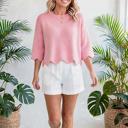  Marlow Scalloped Hem 3/4 Sleeve Sweater | S-XL