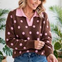  Color Pop Collared Polka Dot Sweater | S-XL