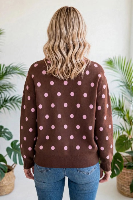 Color Pop Collared Polka Dot Sweater | S-XL