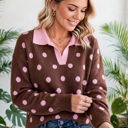  Color Pop Collared Polka Dot Sweater | S-XL