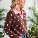  Color Pop Collared Polka Dot Sweater | S-XL