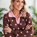  Color Pop Collared Polka Dot Sweater | S-XL