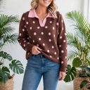  Color Pop Collared Polka Dot Sweater | S-XL