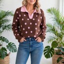  Color Pop Collared Polka Dot Sweater | S-XL
