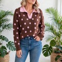  Color Pop Collared Polka Dot Sweater | S-XL