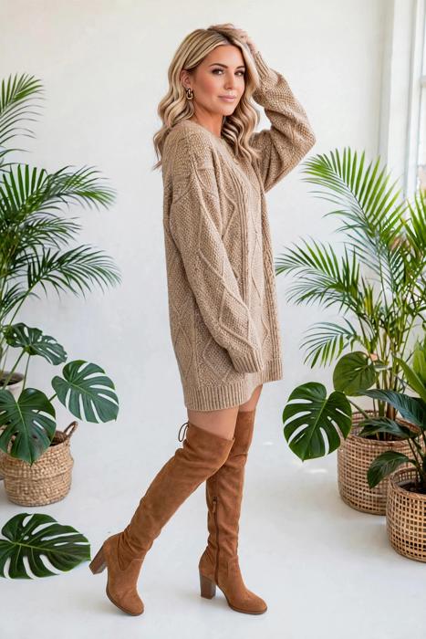 Cozy Cable Knit Sweater Dress | S-XL