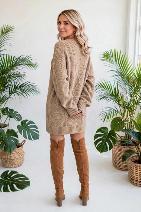 Cozy Cable Knit Sweater Dress | S-XL