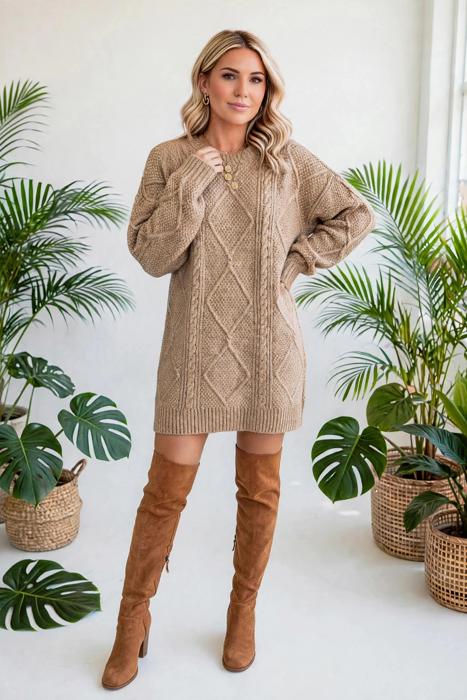 Cozy Cable Knit Sweater Dress | S-XL