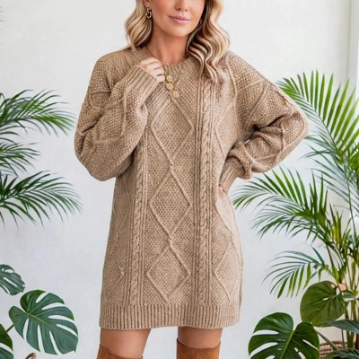 Cozy Cable Knit Sweater Dress | S-XL