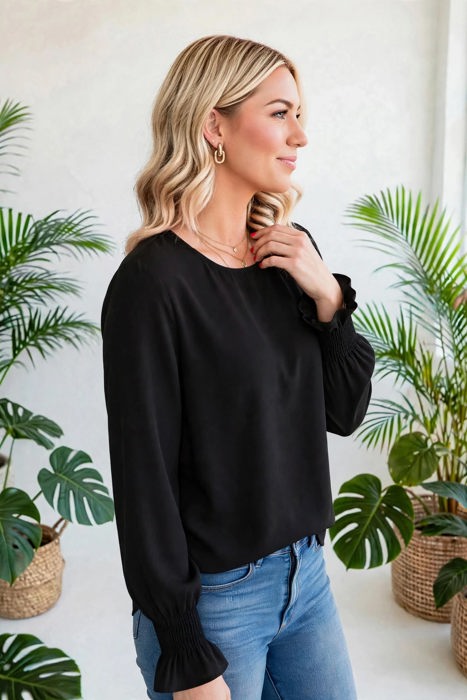 Ruffle Bubble Sleeve Top | S-2XL