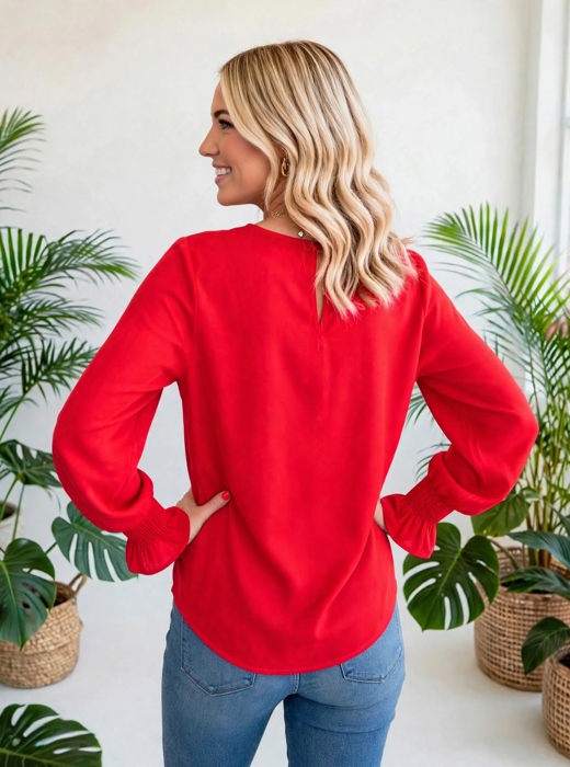 Ruffle Bubble Sleeve Top | S-2XL