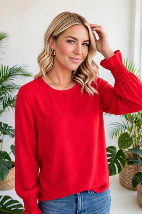 Ruffle Bubble Sleeve Top | S-2XL