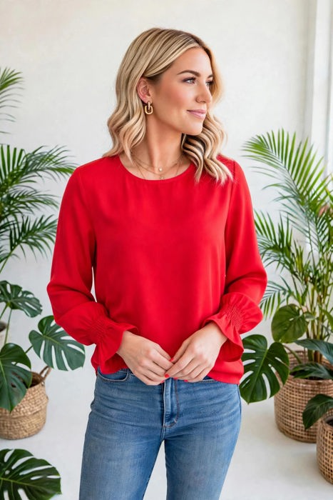 Ruffle Bubble Sleeve Top | S-2XL