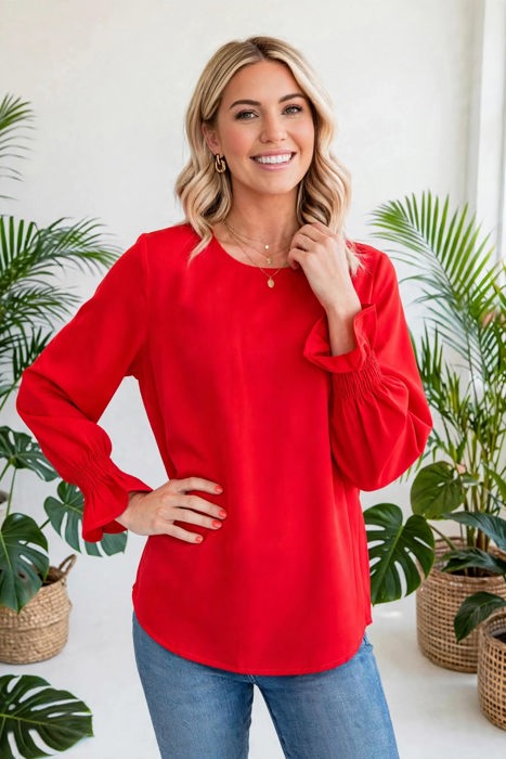 Ruffle Bubble Sleeve Top | S-2XL