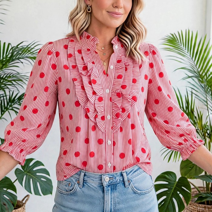 Polka & Stripe Style Shift Top | S-XL