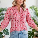 Small Red Polka & Stripe Style Shift Top | S-XL