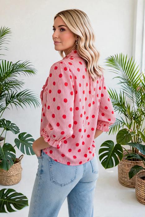 Polka & Stripe Style Shift Top | S-XL