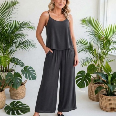 Relax and Flow Woven Cami & Pants Set with Pockets |S-L