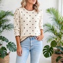  Dotty Charm Scallop Knit Sweater | S-XL