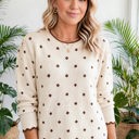  Dotty Charm Scallop Knit Sweater | S-XL