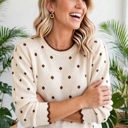  Dotty Charm Scallop Knit Sweater | S-XL