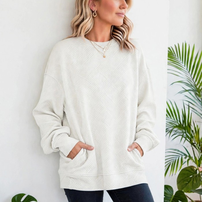 Everly Texture Drop Shoulder Pullover | S-XL