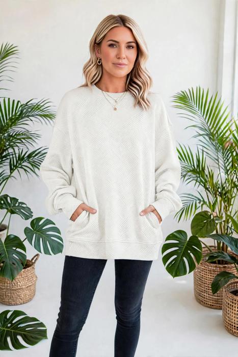 Everly Texture Drop Shoulder Pullover | S-XL