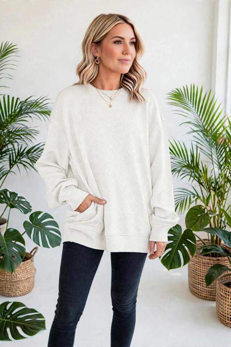 Everly Texture Drop Shoulder Pullover | S-XL