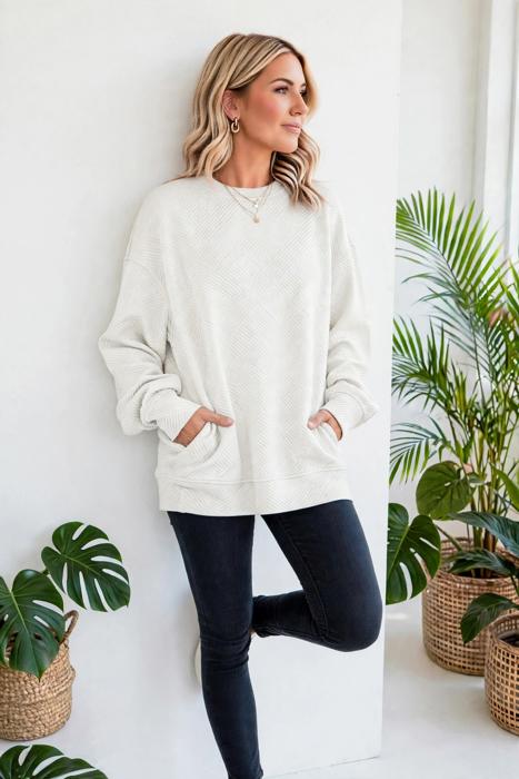 Everly Texture Drop Shoulder Pullover | S-XL