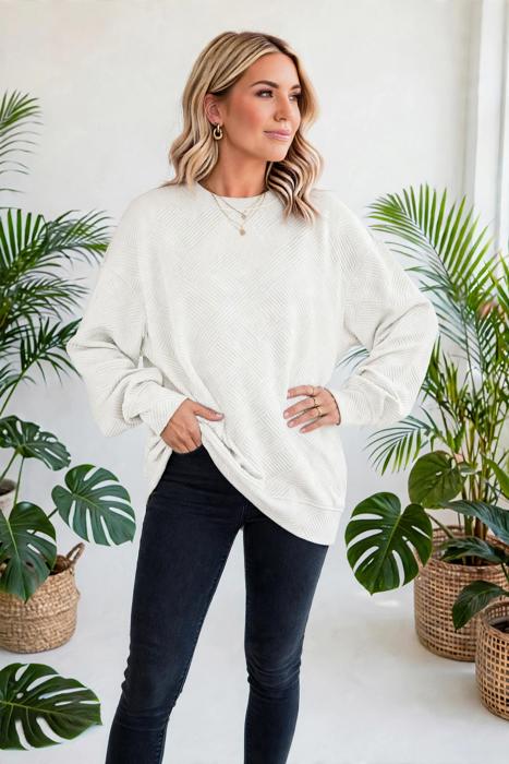 Everly Texture Drop Shoulder Pullover | S-XL