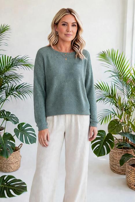 Waffle Knit Drop-Shoulder Top | S-XL