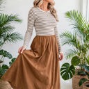  Stripe Sculpt Knit Flared Dress | S-XL