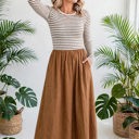  Stripe Sculpt Knit Flared Dress | S-XL