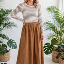  Stripe Sculpt Knit Flared Dress | S-XL