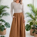  Stripe Sculpt Knit Flared Dress | S-XL